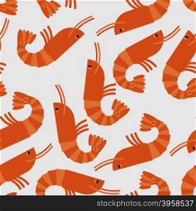 Shrimp seamless pattern. Sea delicacy vector background. Texture of food. Many boiled shrimp&#xA;