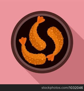 Shrimp thai food icon. Flat illustration of shrimp thai food vector icon for web design. Shrimp thai food icon, flat style