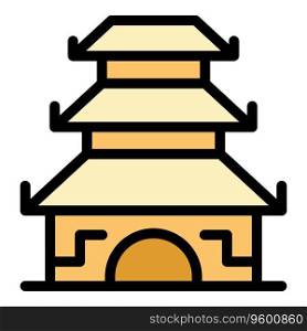 Shrine pagoda icon outline vector. Chinese temple. Temple city color flat. Shrine pagoda icon vector flat