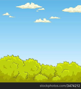 Shrubs in the sky with clouds vector