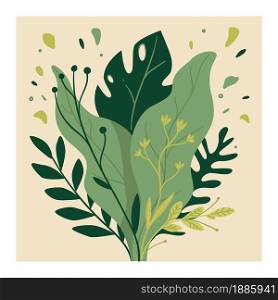 Shrubs with leaves and flowers in bloom, blossom in spring. Seasonal bushes with lush greenery. Gardening or decoration, florist shop assortment or decor. Houseplant bouquet, vector in flat style. Spring flora, shrubs with foliage and flowers vector