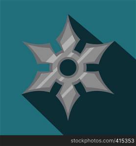 Shuriken weapon icon. Flat illustration of shuriken weapon vector icon for web on baby blue background. Shuriken weapon icon, flat style