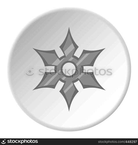 Shuriken weapon icon in flat circle isolated vector illustration for web. Shuriken weapon icon circle