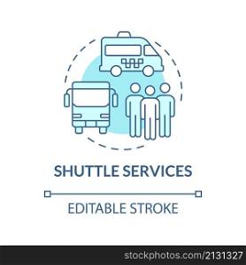 Shuttle services turquoise concept icon. Airport terminal transportation abstract idea thin line illustration. Isolated outline drawing. Editable stroke. Roboto-Medium, Myriad Pro-Bold fonts used. Shuttle services turquoise concept icon