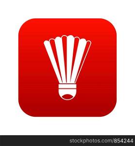 Shuttlecock icon digital red for any design isolated on white vector illustration. Shuttlecock icon digital red