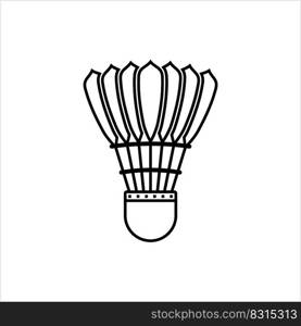 Shuttlecock Icon, Shuttlecock For Badminton Sport, Bird Feather Shuttlecock Vector Art Illustration