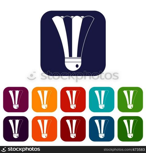 Shuttlecock icons set vector illustration in flat style In colors red, blue, green and other. Shuttlecock icons set flat