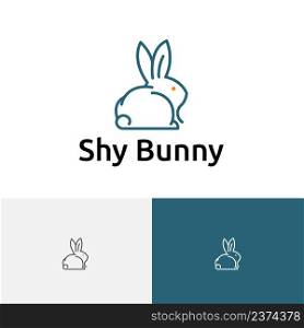 Shy Bunny Rabbit Cute Animal Monoline Style Logo