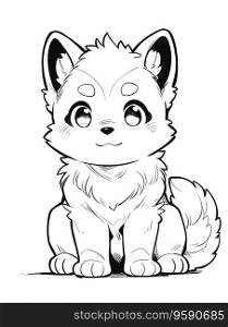 Siberian Husky Coloring Page - Cute Cartoon Style