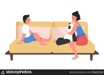 Sibling bonding semi flat color vector characters. Posings figures. Full body people on white. Relationships isolated modern cartoon style illustration for graphic design and animation. Sibling bonding semi flat color vector characters