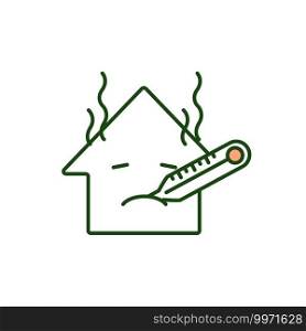 Sick building syndrome RGB color icon. Chemical radiation, dangerous materials for home. Illness symptoms. Unhealthy environment. Infection in house. SBS metaphor. Isolated vector illustration. Sick building syndrome RGB color icon