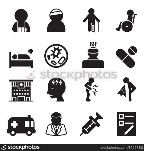 Sick & injury icons set vector illustration