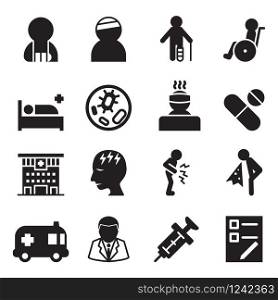 Sick & injury icons set vector illustration