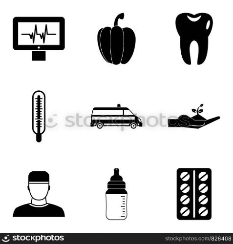 Sick man icons set. Simple set of 9 sick man vector icons for web isolated on white background. Sick man icons set, simple style
