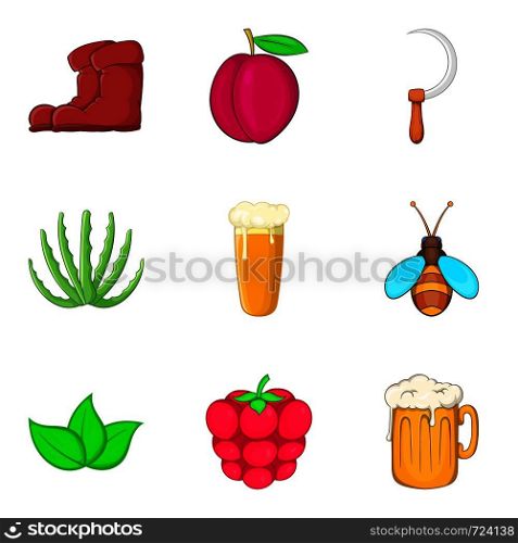 Sickle icons set. Cartoon set of 9 sickle vector icons for web isolated on white background. Sickle icons set, cartoon style