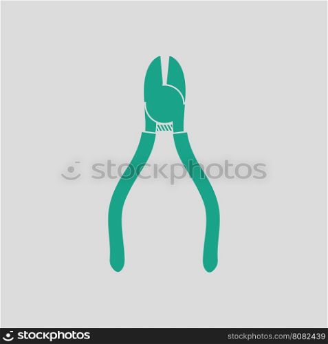 Side cutters icon. Gray background with green. Vector illustration.