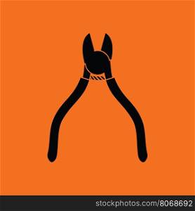 Side cutters icon. Orange background with black. Vector illustration.