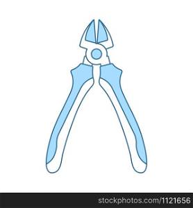 Side Cutters Icon. Thin Line With Blue Fill Design. Vector Illustration.
