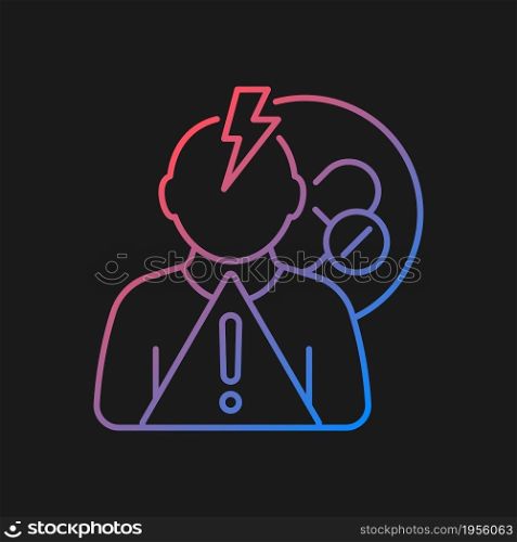Side effects risk gradient vector icon for dark theme. Experimental drug reactions. Testing potential treatments. Thin line color symbol. Modern style pictogram. Vector isolated outline drawing. Side effects risk gradient vector icon for dark theme