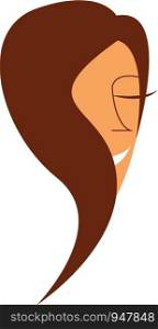 Side face of a long haired lady with beautiful smile vector color drawing or illustration