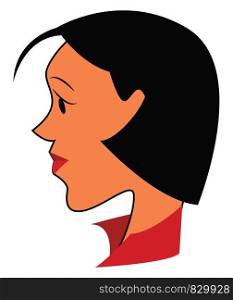 Side face of woman wearing red lipstick vector or color illustration
