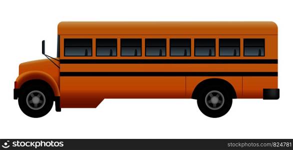 Side of old school bus mockup. Realistic illustration of side of old school bus vector mockup for web design isolated on white background. Side of old school bus mockup, realistic style