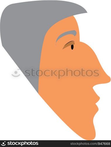 Side portrait of an old man with grey hair vector color drawing or illustration