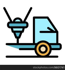 Side printing icon outline vector. Automotive print. 3d car color flat. Side printing icon vector flat