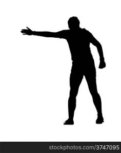 Side Profile of Rugby Football Referee Indicating Advantage Silhouette