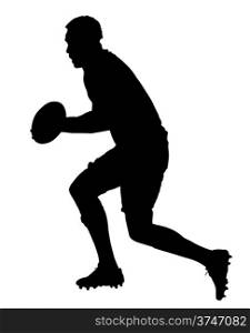 Side Profile of Rugby Forward Running With Ball Silhouette