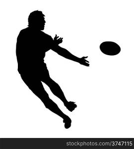 Side Profile of Rugby Speedster Passing the Ball Silhouette