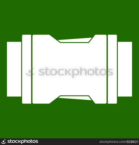 Side release buckle icon white isolated on green background. Vector illustration. Side release buckle icon green