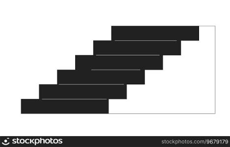 Side view aspirations stairway black and white 2D cartoon object. Stair way isolated vector outline item. New perspective. Climb achievement. Up and down structure monochromatic flat spot illustration. Side view aspirations stairway black and white 2D cartoon object