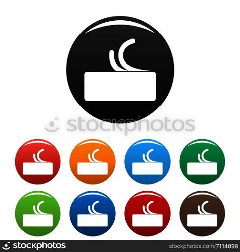 Side view butter icons set 9 color vector isolated on white for any design. Side view butter icons set color