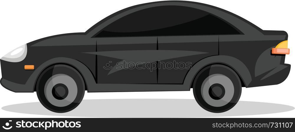 Side view of black cartoon car vector illustration on white background.