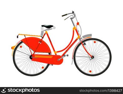 Side view of classic bike on a white background. Flat vector.
