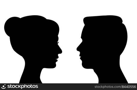 side view of man and woman face vector illustration