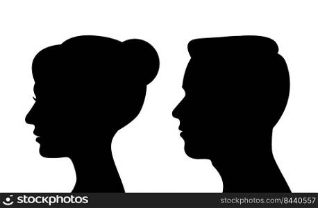 side view of man and woman face vector illustration