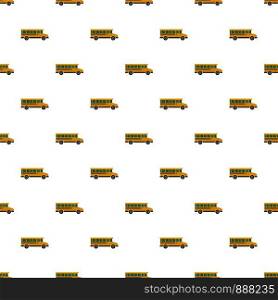 Side view of school bus icon. Flat illustration of side view of school bus vector icon for web design. Side view of school bus icon, flat style