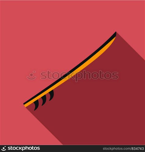 Side view yellow surfboard icon. Flat illustration of side view yellow surfboard vector icon for web design. Side view yellow surfboard icon, flat style