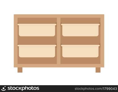 Sideboard for bedroom semi flat color vector object. Full sized item on white. Living room furniture. Clothes storage isolated modern cartoon style illustration for graphic design and animation. Sideboard for bedroom semi flat color vector object
