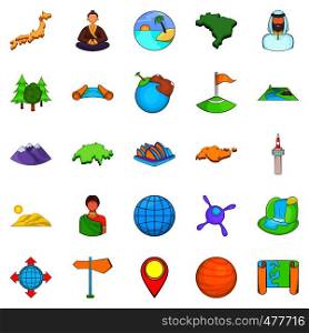Sides of the world icons set. Cartoon set of 25 sides of the world vector icons for web isolated on white background. Sides of the world icons set, cartoon style