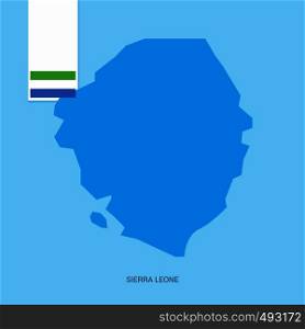 Sierra Leone Country Map with Flag over Blue background. Vector EPS10 Abstract Template background