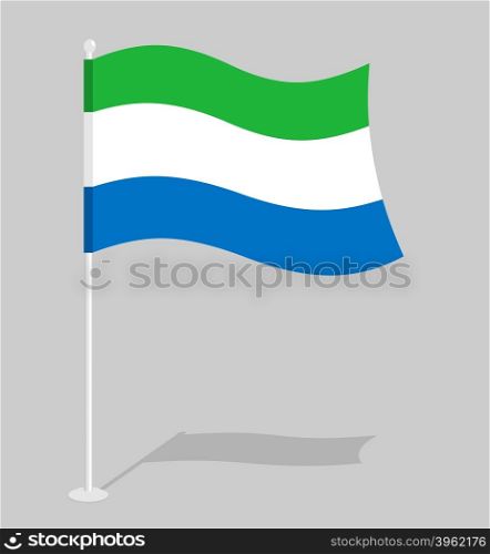 Sierra Leone flag. Official national mark of Sierra Leone Republic. Traditional growing state flag in West Africa&#xA;