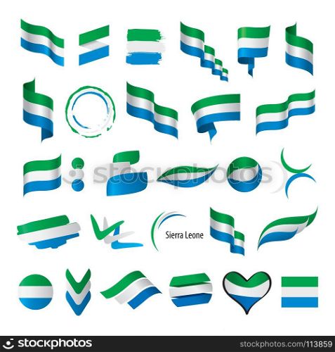 Sierra Leone flag, vector illustration. Sierra Leone flag, vector illustration on a white background