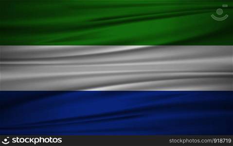 Sierra Leone flag vector. Vector flag of Sierra Leone blowig in the wind. EPS 10.