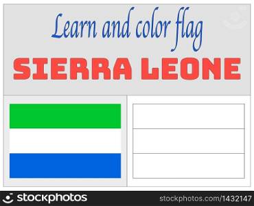 Sierra Leone national country flag. original colors and proportion. Simply vector illustration background. Isolated symbols and object for design, education, learning, postage stamps and coloring book, marketing. From world set