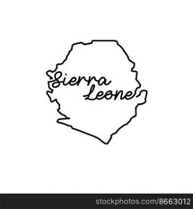 Sierra Leone outline map with the handwritten country name. Continuous line drawing of patriotic home sign. A love for a small homeland. T-shirt print idea. Vector illustration.. Sierra Leone outline map with the handwritten country name. Continuous line drawing of patriotic home sign
