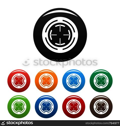 Sight icons set 9 color vector isolated on white for any design. Sight icons set color