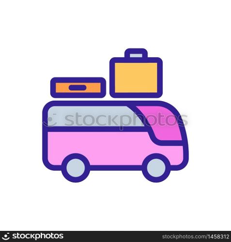 sightseeing bus with suitcases icon vector. sightseeing bus with suitcases sign. color symbol illustration. sightseeing bus with suitcases icon vector outline illustration